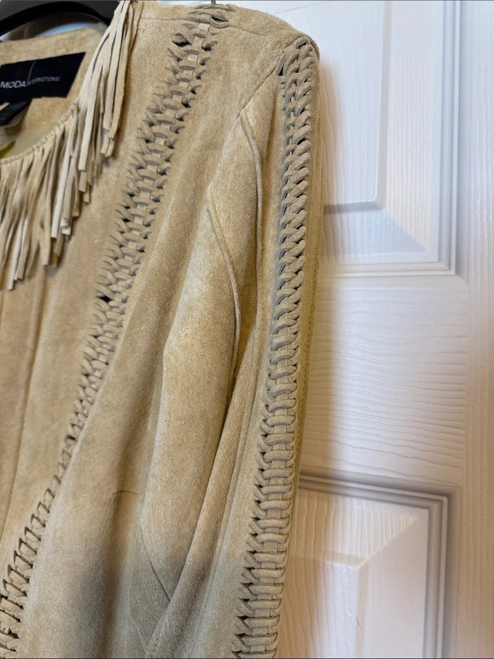 VINTAGE MODA  International Camel colored Suede Fringe  Coat
